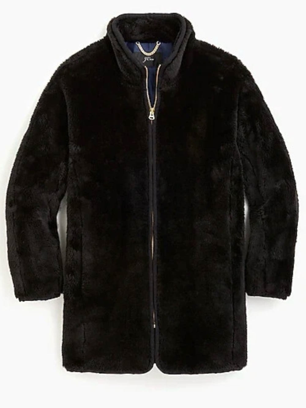 J. Crew black faux fur coat size small